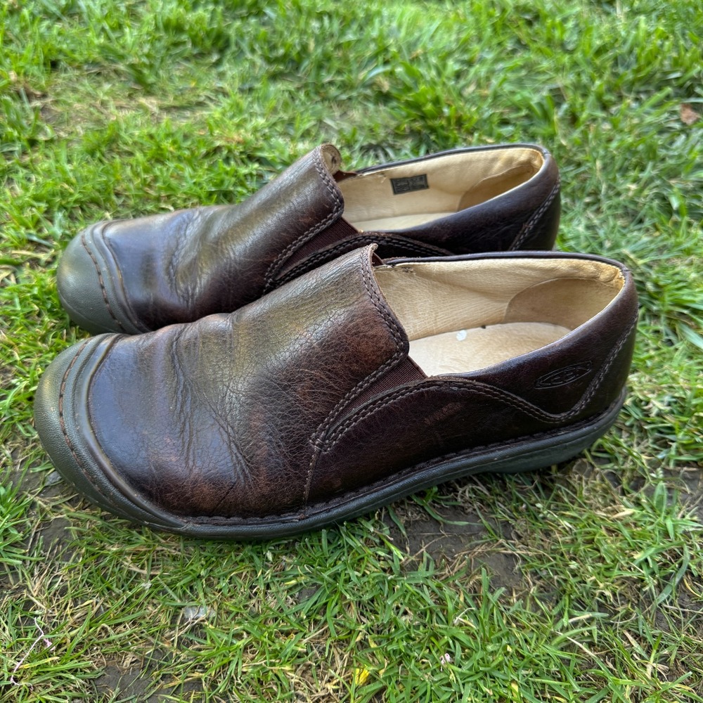 Keen Clara 5499-POSL Women's US 8 Brown Leather Slip-On Toe Bumper Comfort Shoes